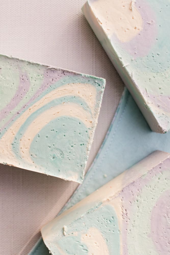 Homemade multicolor olive oil soap bars 