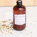 A DIY hair conditioner on bathroom vanity.