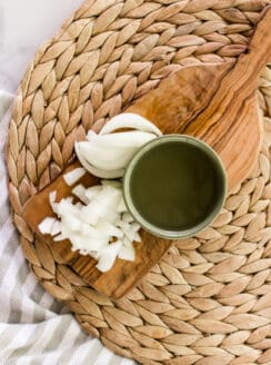 Onion oil for hair growth on whicker mat.