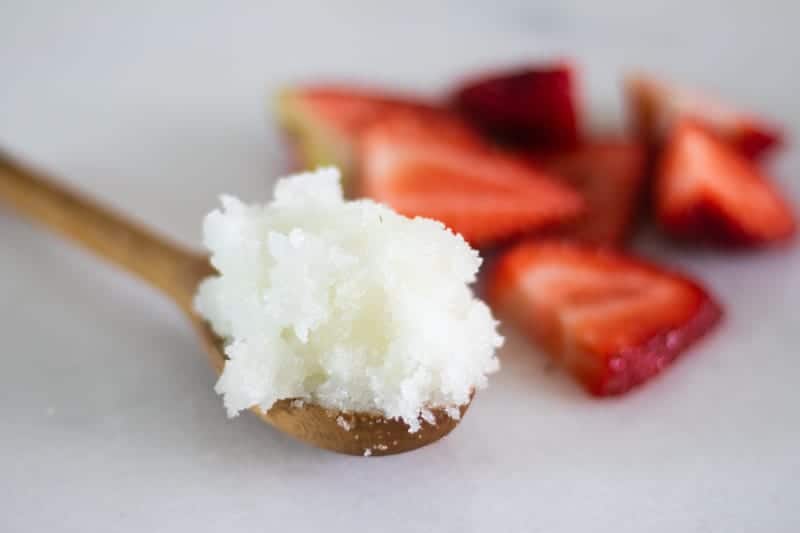 Homemade strawberry mint summer body scrub.