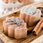 Fall soap bars with speckled tops and in shapes of pumpkins and leaves.