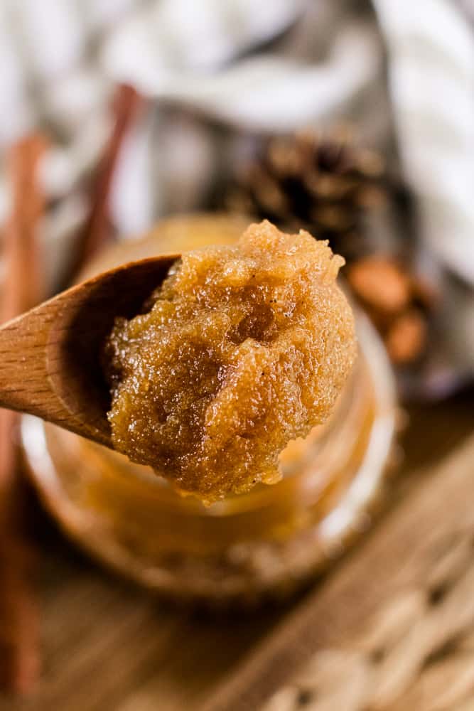 DIY fall body scrub close up. 