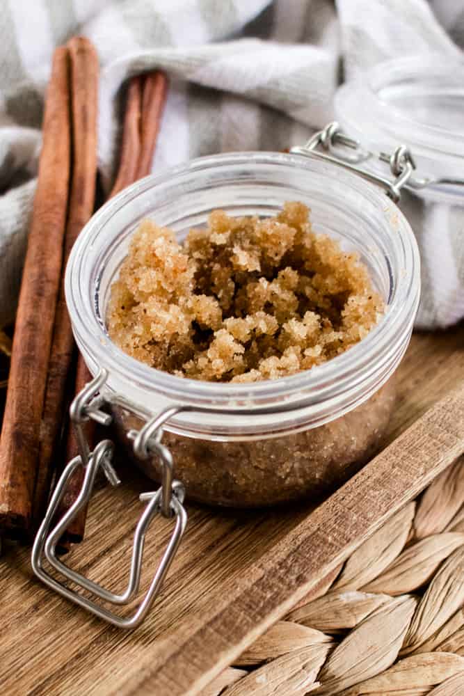 DIY fall body scrub in a glass jar 