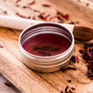 Blush cream in a metal tin.