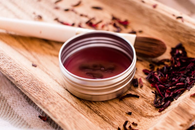 A close up: DIY blush cream and brush. 