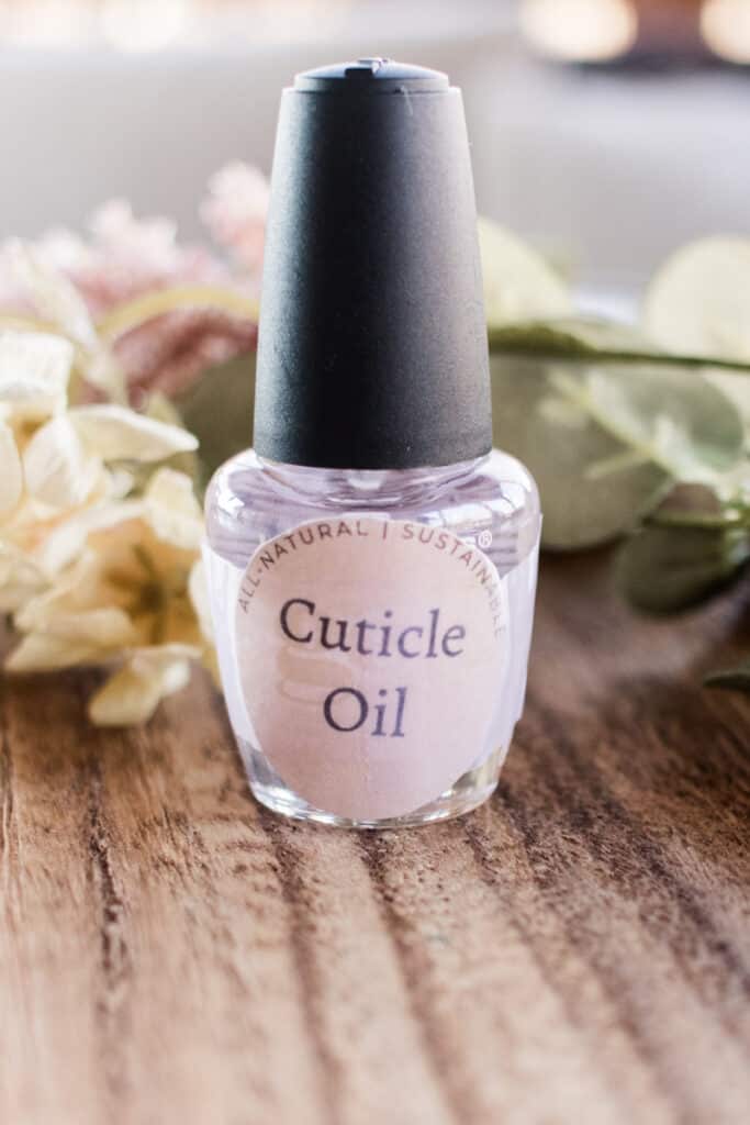 A bottle of diy cuticle oil. 