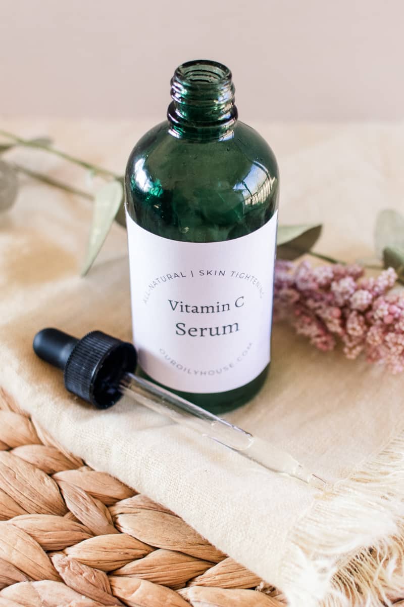 Vitamin C serum in a bottle with applicator. 