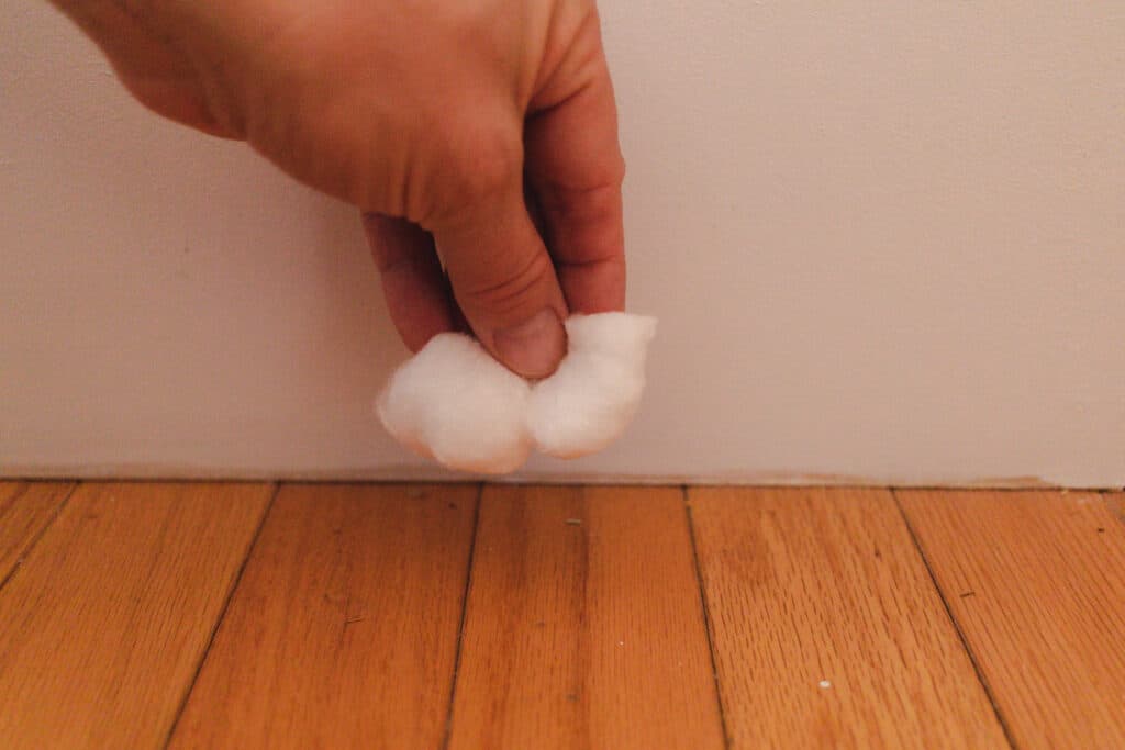 Placing peppermint soaked cotton balls along the baseboards to get rid of mice.