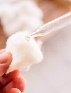 Adding drops of witch hazel and tree tea to help with an ingrown hair.