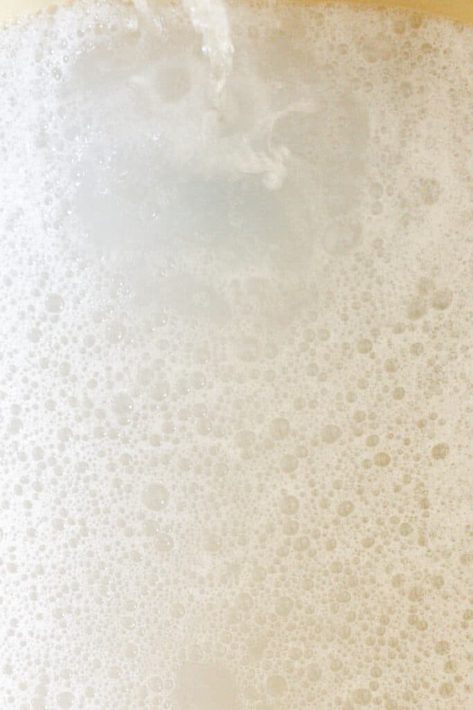 Bubble bath water.