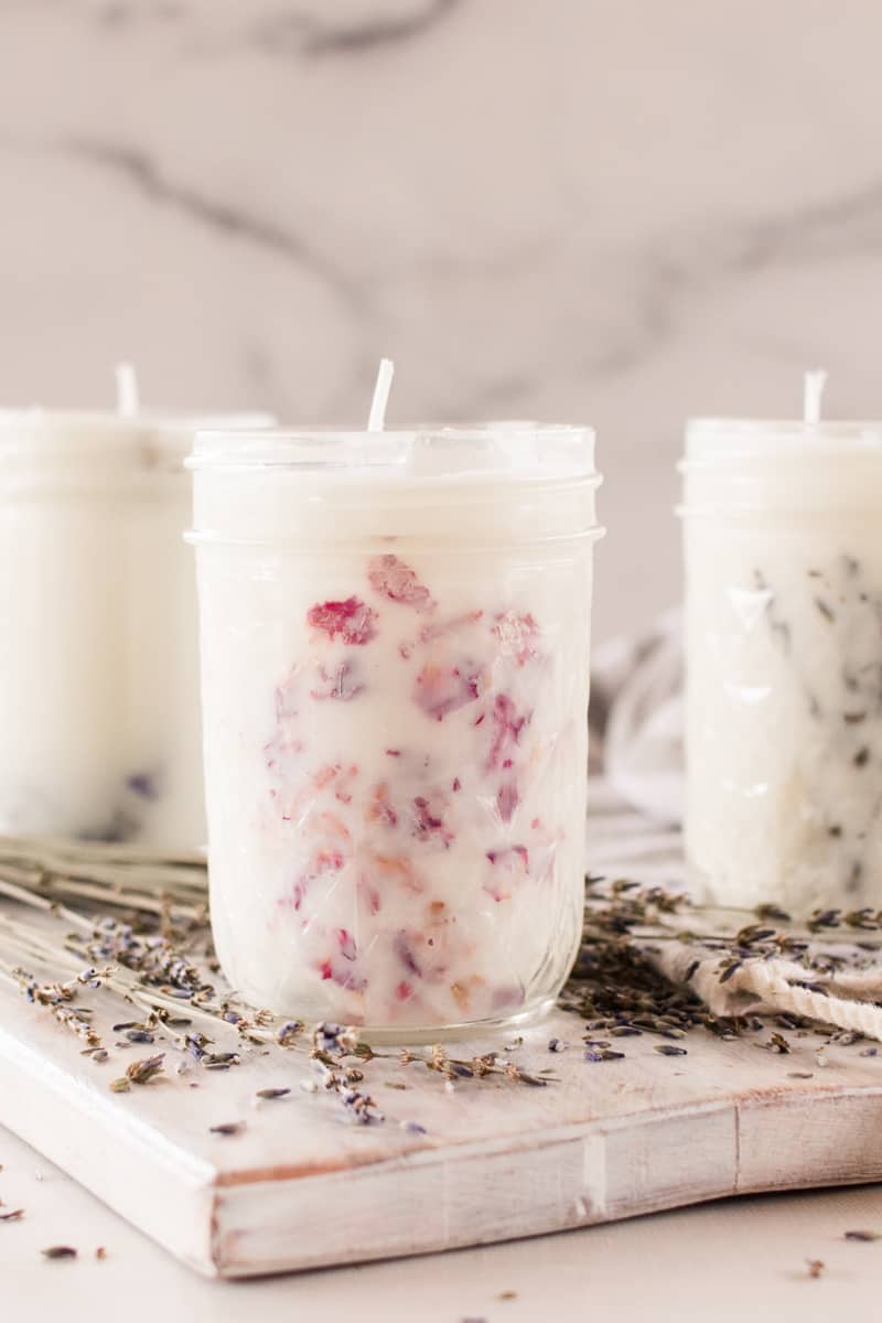 Mason Jar Candles with Dried Flowers Our Oily House