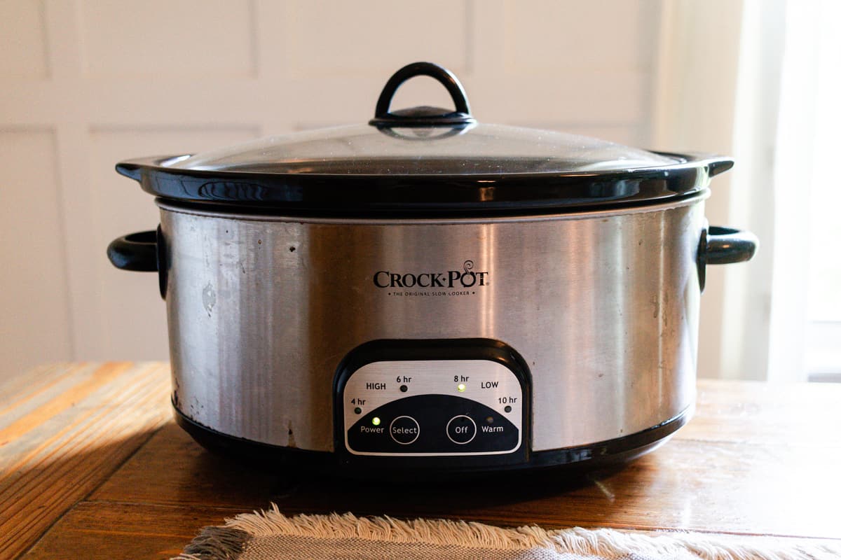 Making rosehip oil in a crockpot.