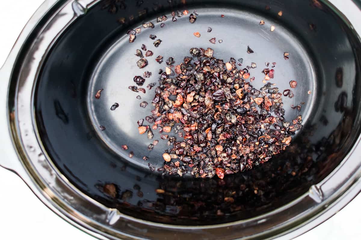 Rosehips in a crockpot