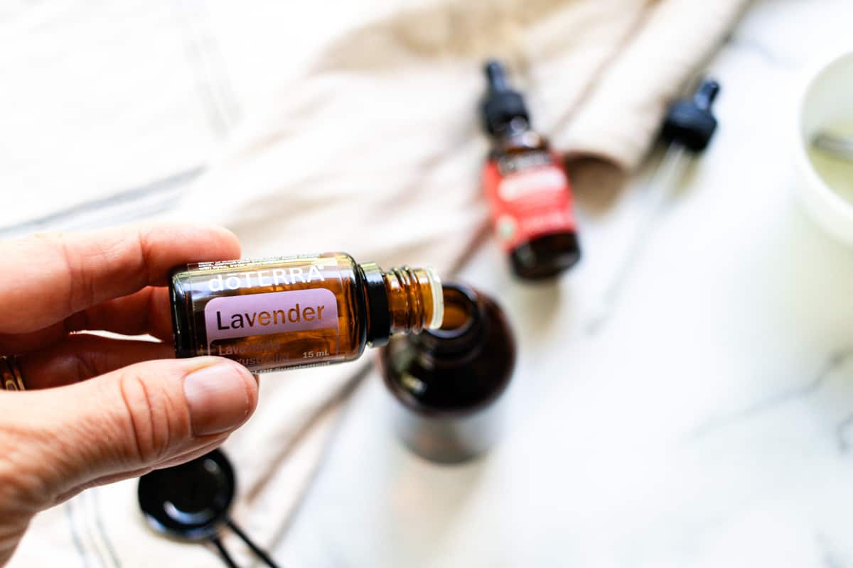 Adding lavender fragrance to the oil.