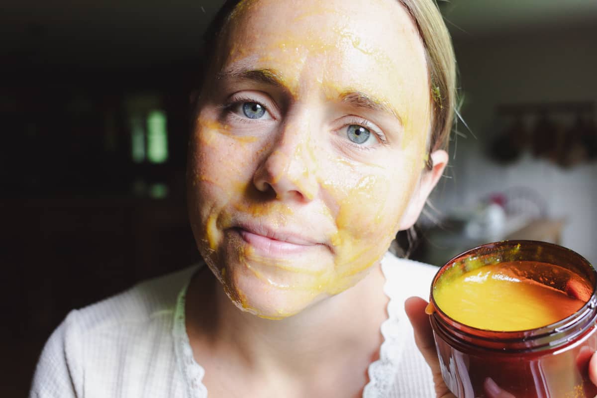 Letting the sea moss face mask soak into the skin.