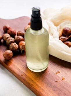 Soap nut shampoo in a small spray bottle.