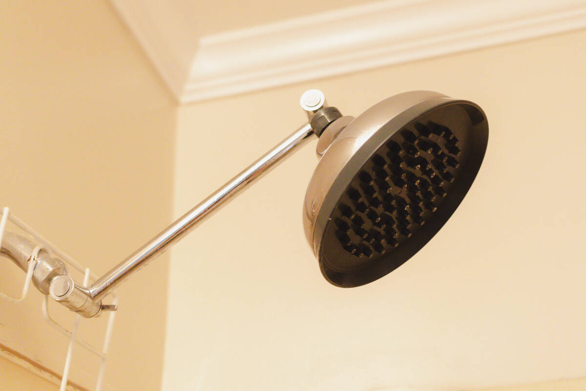 A clean shower head after cleaning the calcium buildup with vinegar and water.