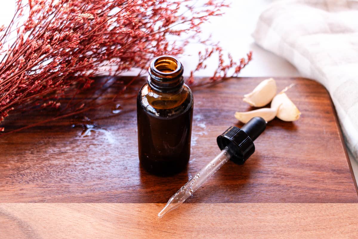 A close up shot of the nail serum after pouring it into the dropper bottle.