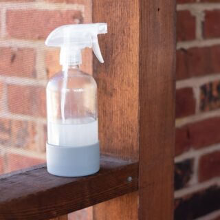 Homemade fly spray on a back screened in porch.