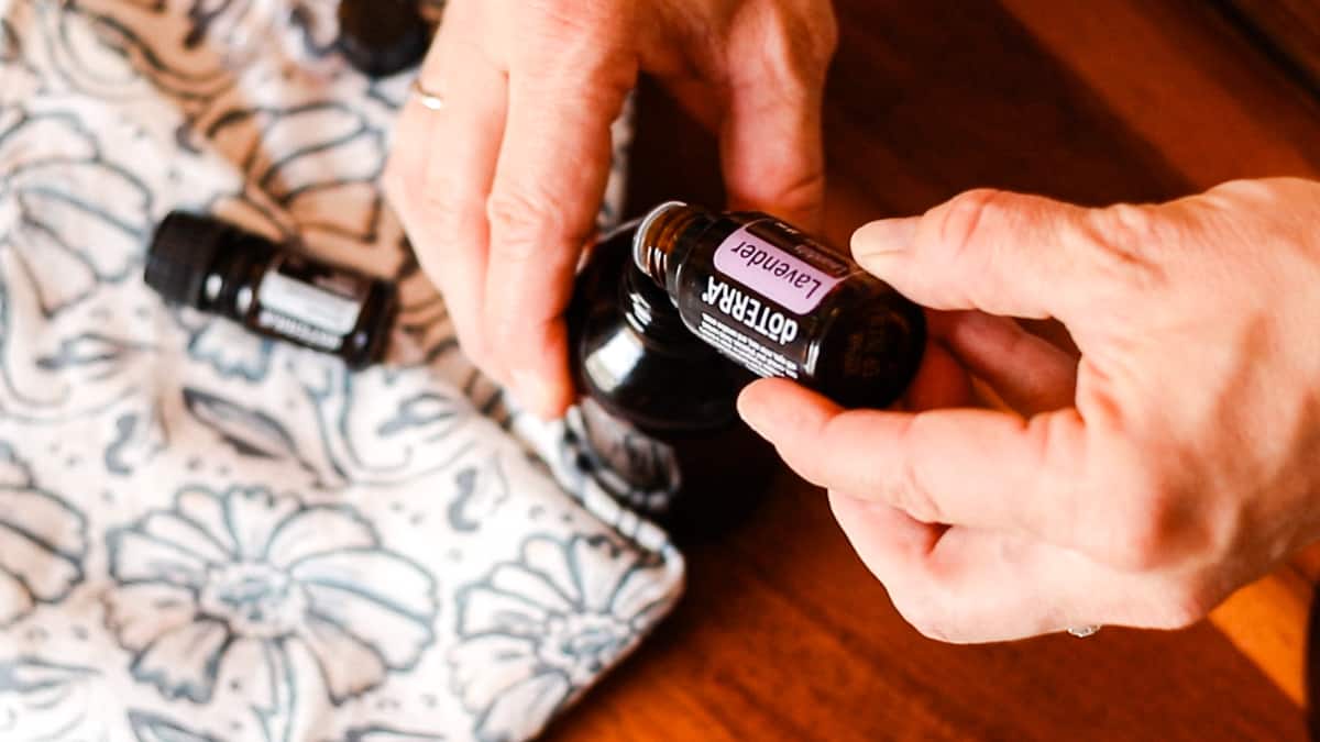 Adding the lavender essential oil directly to the dropper bottle for the bath oil.