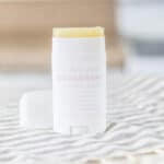 Deodorant container with homemade deodorant and printable label.