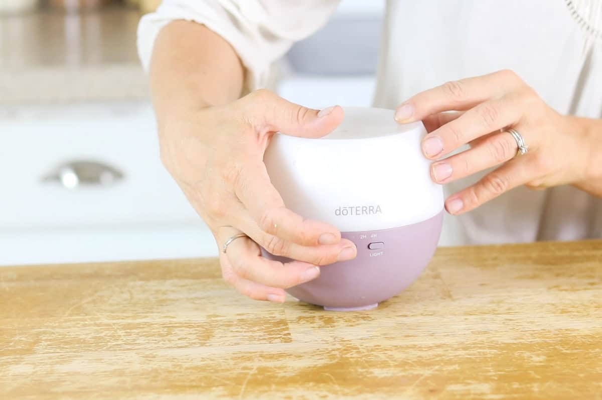 Turning on a purple diffuser.
