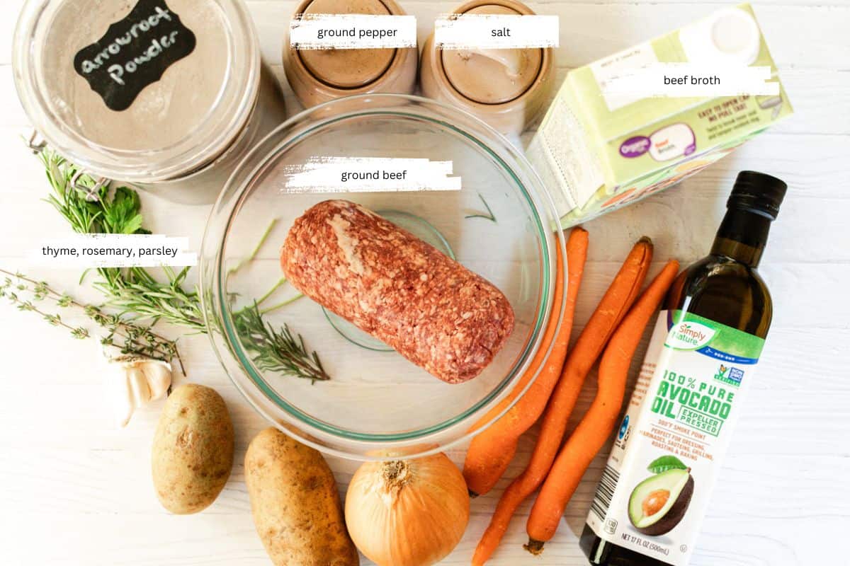 Gluten-free shepherd's pie ingredients.