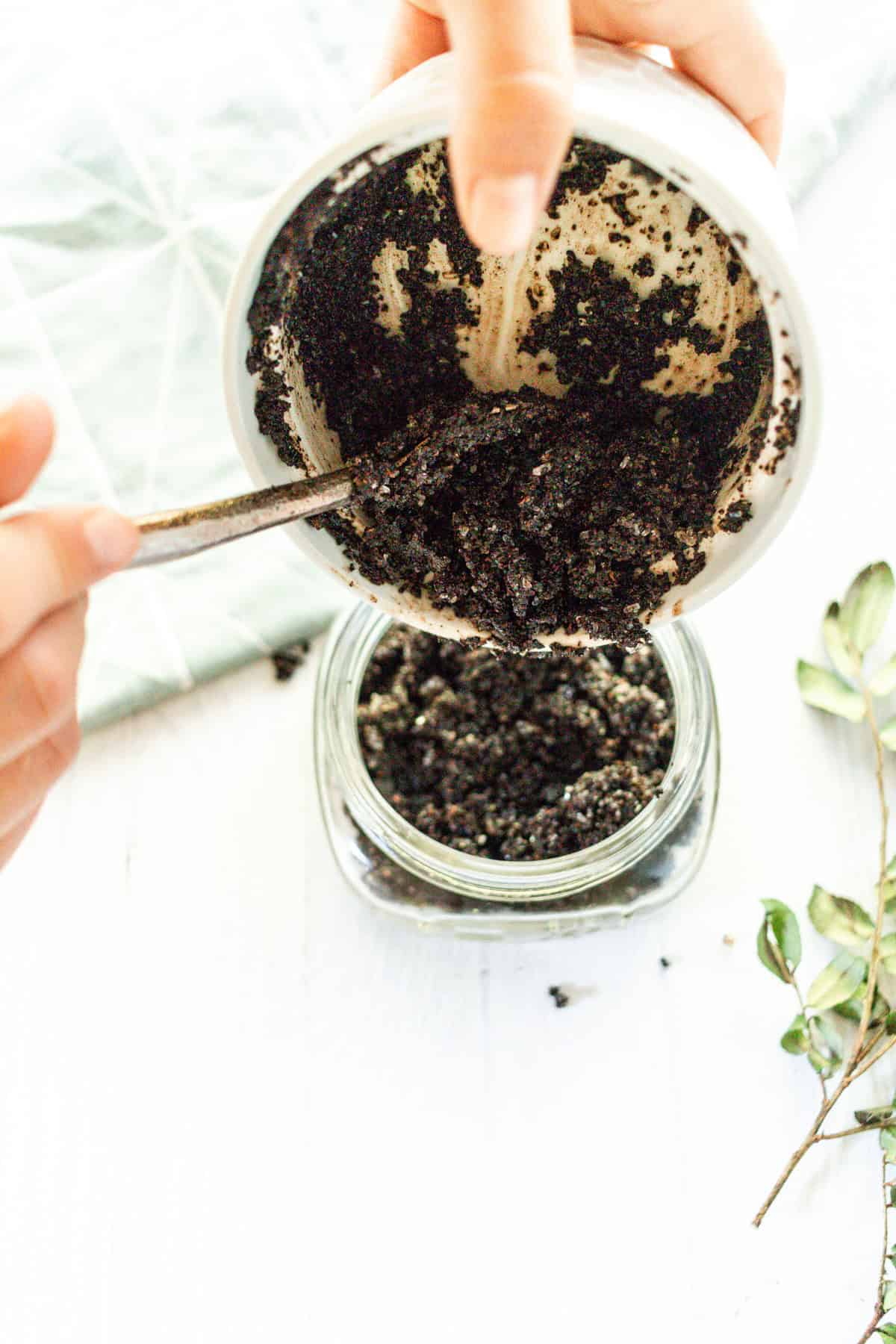 Scoop into a container with an airtight lid for storage.