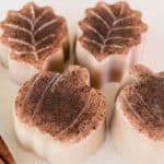 Pumpkin spice soap bars with cinnamon sticks.