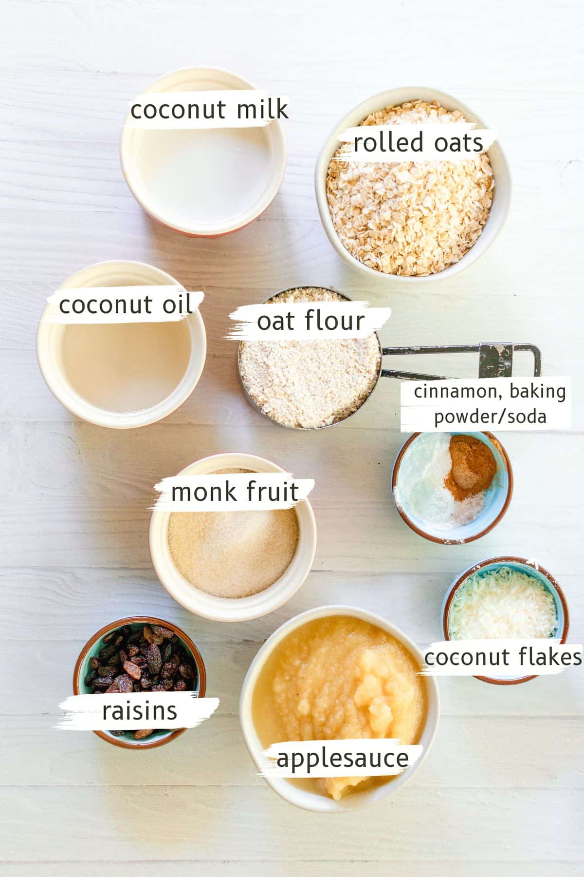 Ingredients for applesauce muffins.