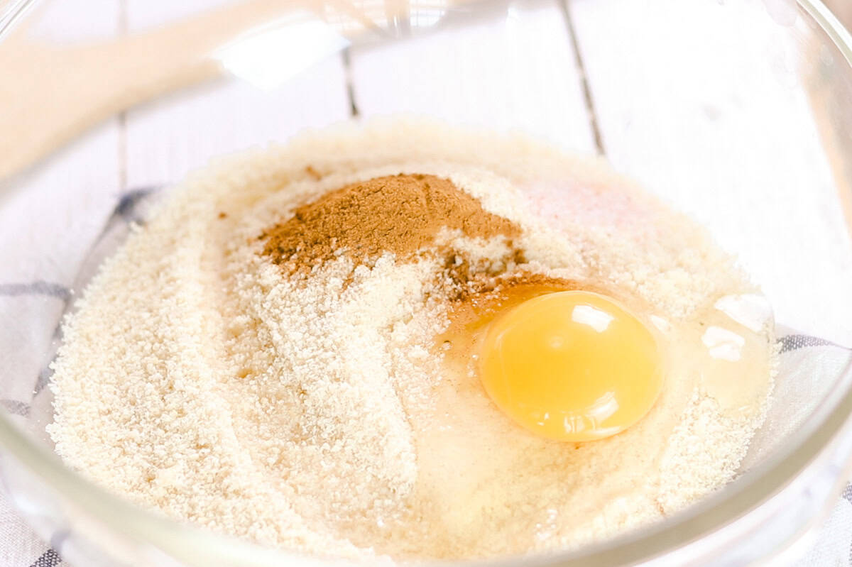 Gluten-free pie crust ingredients in a mixing bowl.