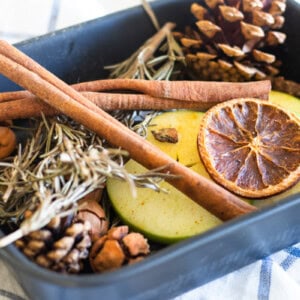 A pan filled with thanksgiving potpourri.