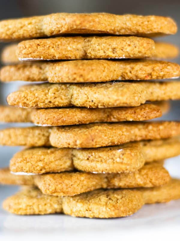 A stack of paleo christmas sugar cookies.