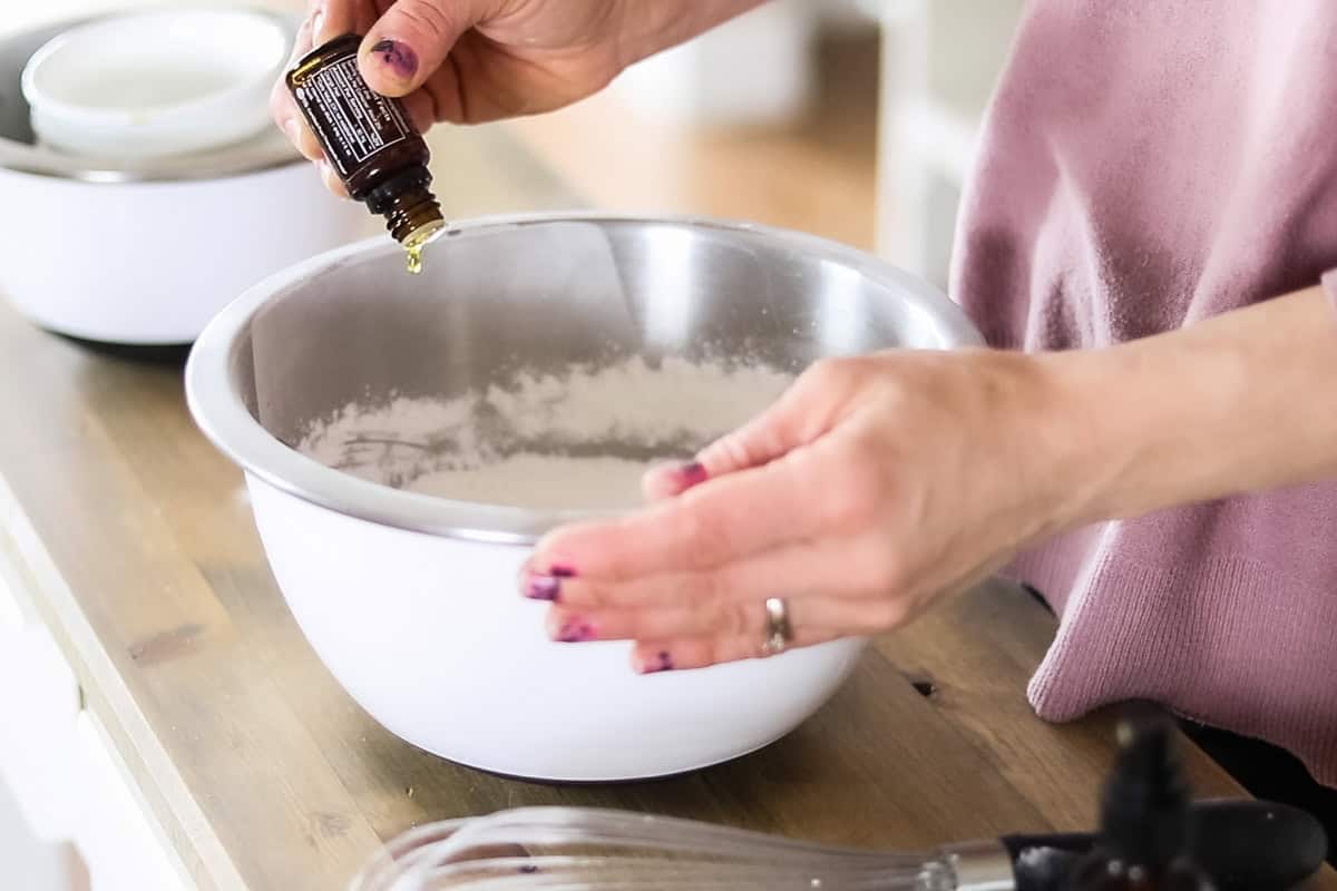Adding in a few drops of natural fragrance to the dry ingredients. 