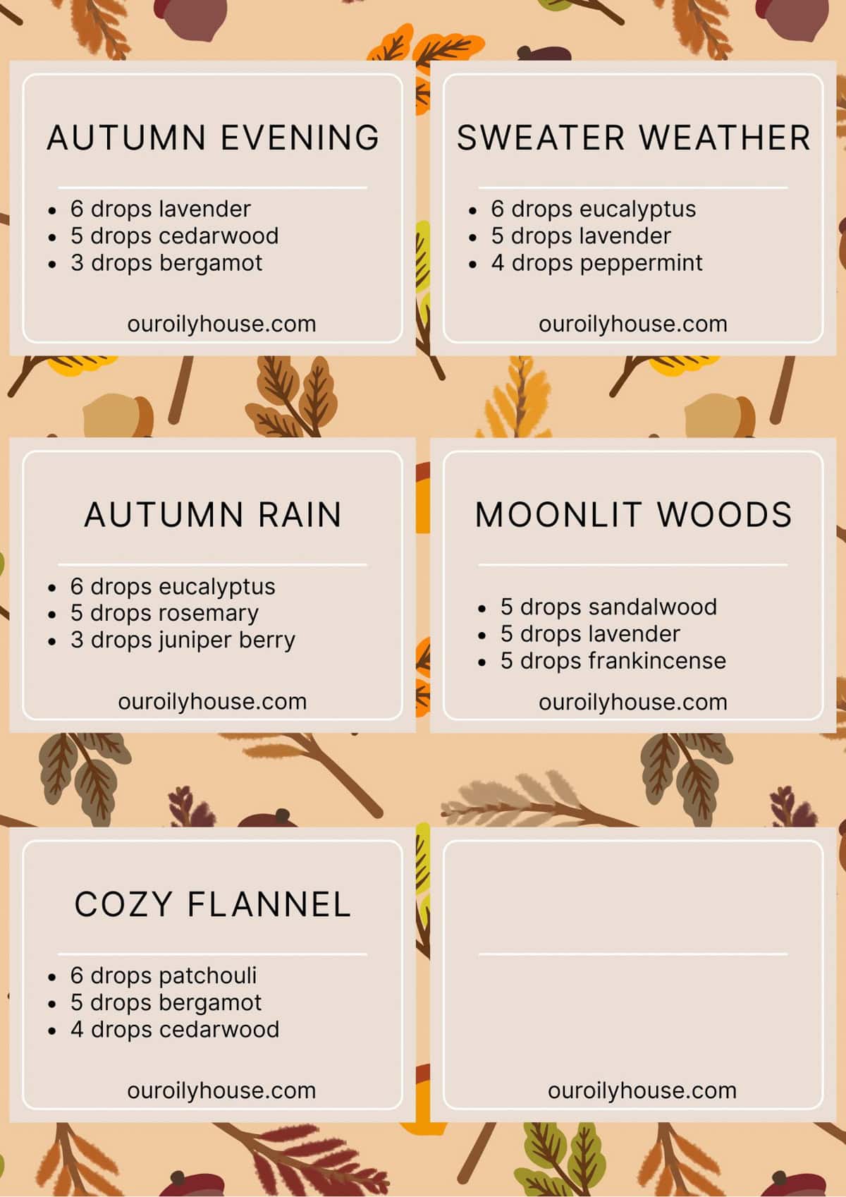 DIY fall air fresheners printable label example page. 