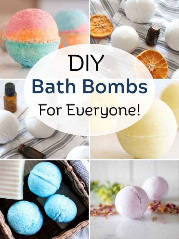 DIY bath bomb recipes collage.