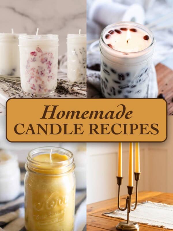 Homemade candle recipes photo collage.