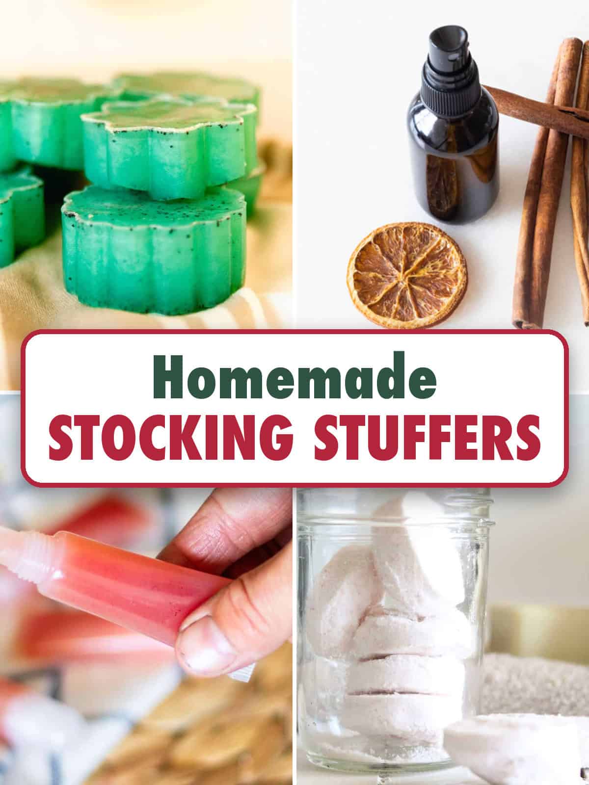 Homemade stocking stuffers photo collage. 